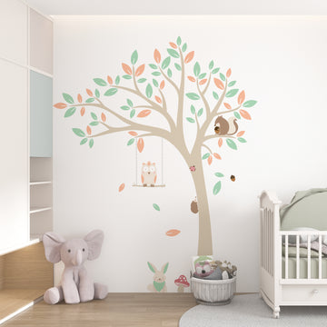 Adesivo de Parede Floral  Infantil com Árvore DOCE QUINTAL